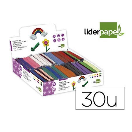PLASTICINA LIDERPAPEL EM BARRAS DE 50 GRAMAS - CAIXA DE 30 U