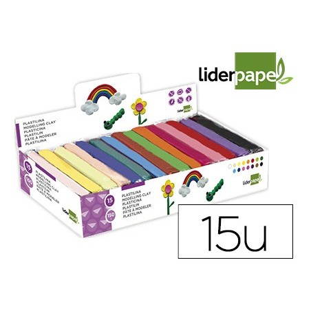 PLASTICINA LIDERPAPEL EM BARRAS DE 150 GRAMAS - CAIXA DE 15