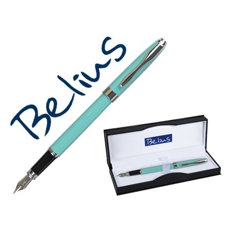 CANETA BELIUS MARSELLA VERDE MENTA TINTA AZUL EM ESTOJO