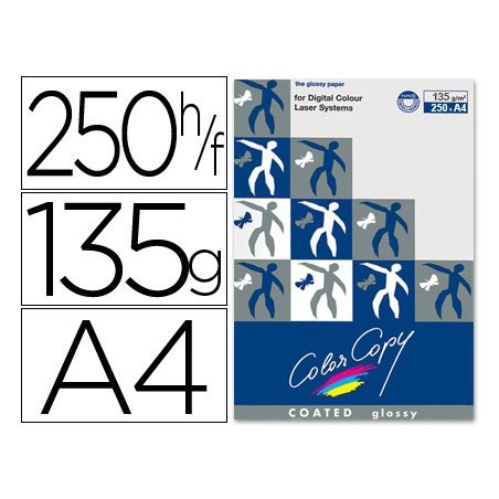 PAPEL COLOR COPY GLOSSY, EMB. 250 FLS, 135 GRS, A4