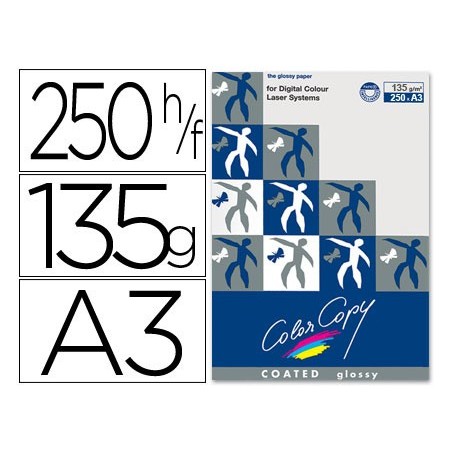 PAPEL COLOR COPY GLOSSY, EMB. 250 FLS, 135 GRS, A3