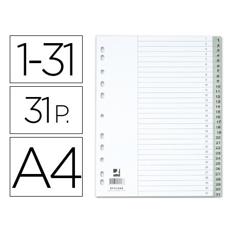 SEPARADOR NUMERICO Q-CONNECT, A4, COM 31 SEPARADORES