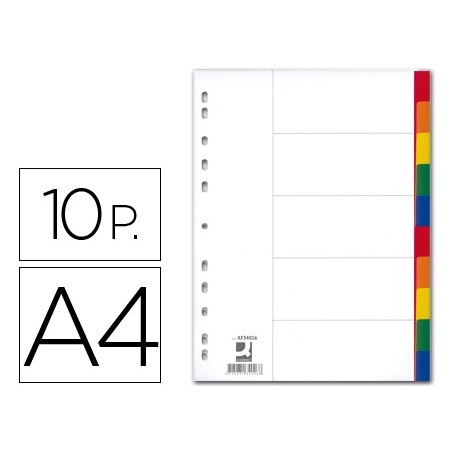 SEPARADOR DE PLASTICO Q-CONNECT, A4, 10 SEPARADORES