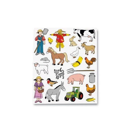 ETIQUETAS ESCOLARES TEMATICAS-LA GRANJA-ADESIVO REMOVIVEL BO