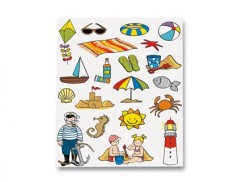 ETIQUETAS ESCOLARES TEMATICAS -PRAIA -ADESIVO REMOVIVEL BOLS
