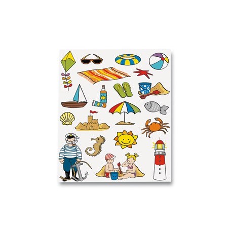 ETIQUETAS ESCOLARES TEMATICAS -PRAIA -ADESIVO REMOVIVEL BOLS