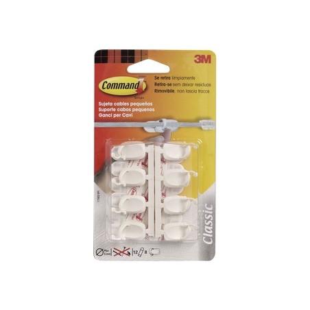 FIXA CABOS 3M ADESIVO COMMAND -PACK DE 8 CLIPS E 12 TIRAS AD