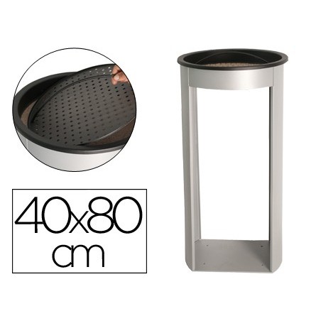 CINZEIRO METALICO 408 COM REDE PARA AREIA PRATEADO 80X40 CM