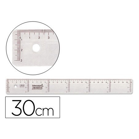 REGUA LIDERPAPEL PLASTICO TRANSPARENTE 30 CM