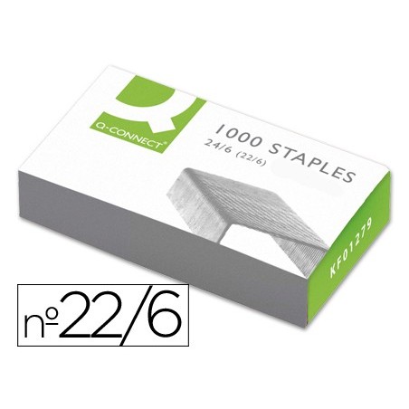 AGRAFES Q-CONNECT Nº 22/6 24/6 CAIXA DE 1000 UNIDADES GALVAN