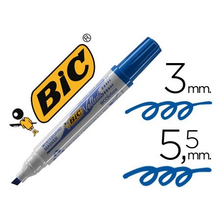 MARCADOR BIC VELLEDA PONTA BISELADA AZUL PARA QUADRO BRANCO