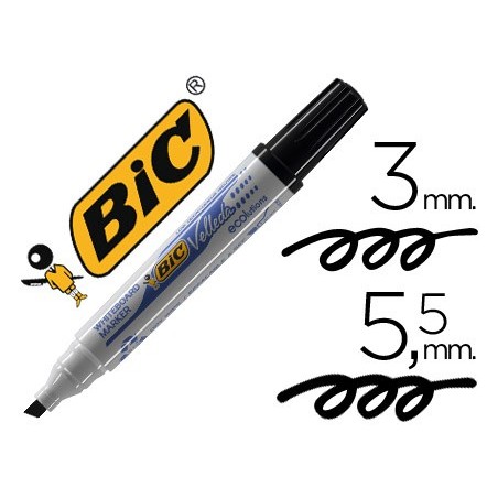 MARCADOR BIC VELLEDA PONTA BISELADA PRETO PARA QUADRO BRANCO