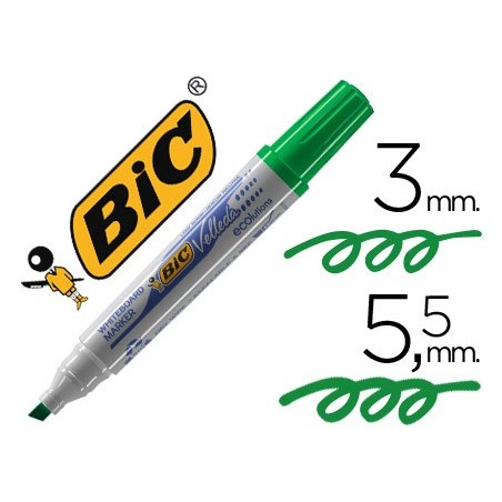 MARCADOR BIC VELLEDA PONTA BISELADA VERDE PARA QUADRO BRANCO
