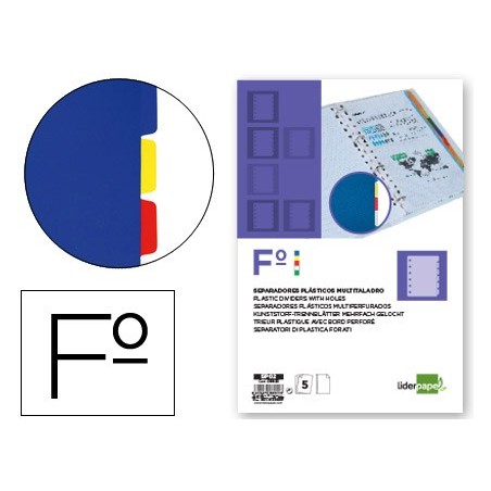 SEPARADORES DE PLASTICO LIDERPAPEL, FOLIO NATURAL, 5 SEPARAD