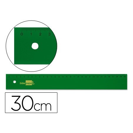 REGUA LIDERPAPEL 30 CM PLASTICO VERDE
