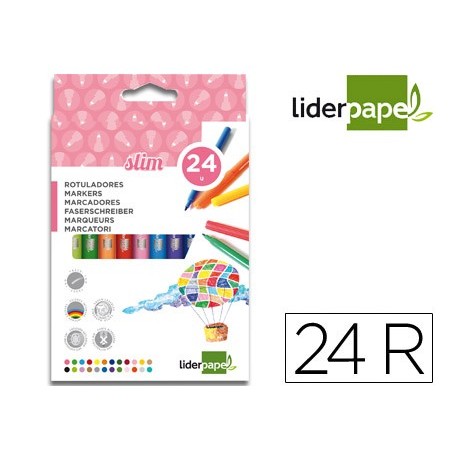 MARCADOR LIDERPAPEL FELTRO SLIM CAIXA 24 CORES