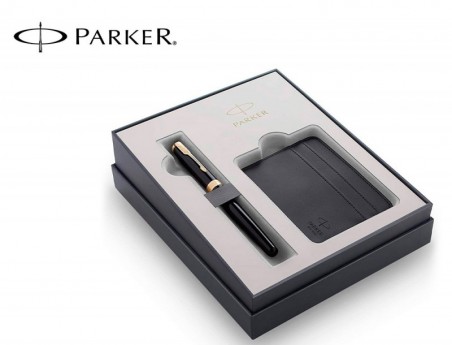 CONJUNTO PARKER SONNET PRETO GT ESFEROGRAFICA + PORTA CART E