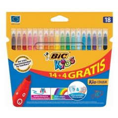 Marcador Feltro Bic Kids Couleur 18 Cores (14+4) / Escolar /