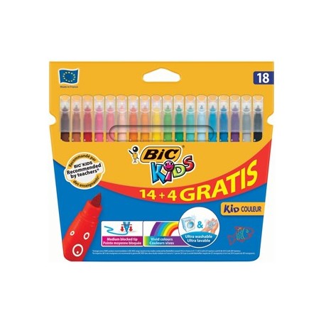 Marcador Feltro Bic Kids Couleur 18 Cores (14+4) / Escolar /