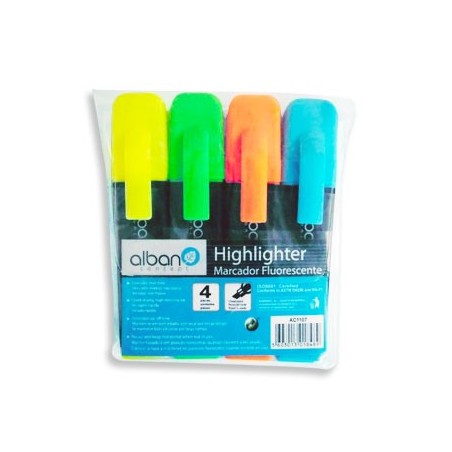 Marcador Fluorescente 1107 Bolsa 4 Cores / Escrita e Desenho
