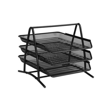 Tabuleiro Metalico Tipo Rede Preto com 3 Gavetas