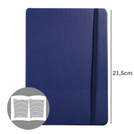 Bloco Notas Pautado 21,5x14,5cm Semi Pele Azul 116 Flh / Pap