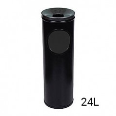 Cinzeiro Papeleira Vertical Redondo Preto