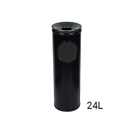 Cinzeiro Papeleira Vertical Redondo Preto