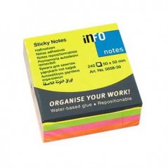 Bloco (Cubo) Adesivo Neon 50x50mm 240Folhas / Escritorio e P